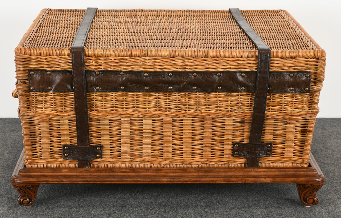 Ralph Lauren Wicker Trunk Coffee Table Colonial Revival Style Etsy