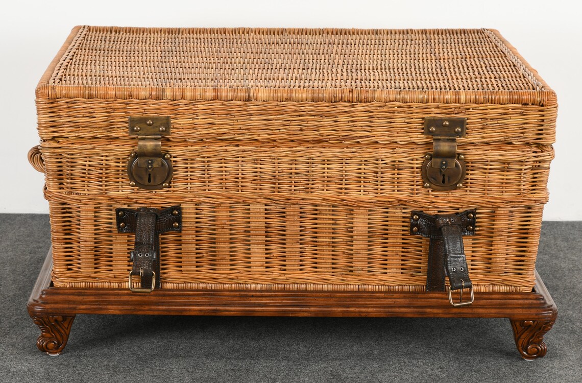 Ralph Lauren Wicker Trunk Coffee Table Colonial Revival Style Etsy