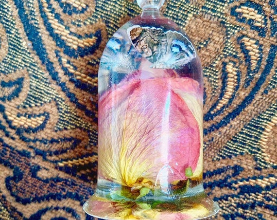 Romantic rose, Accessories made with real flowers, beauty and the beast, resin dome, gift ideas, handmade decor, desk decor, office decor.