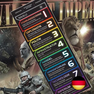GERMAN Twilight Imperium 4th Edition Turn Tracker & Strategy Card Summary