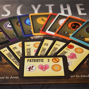 Scythe Cards to randomize factions & player boards