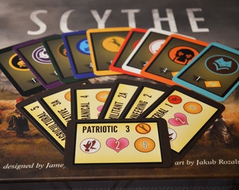 Scythe Cards to randomize factions & player boards