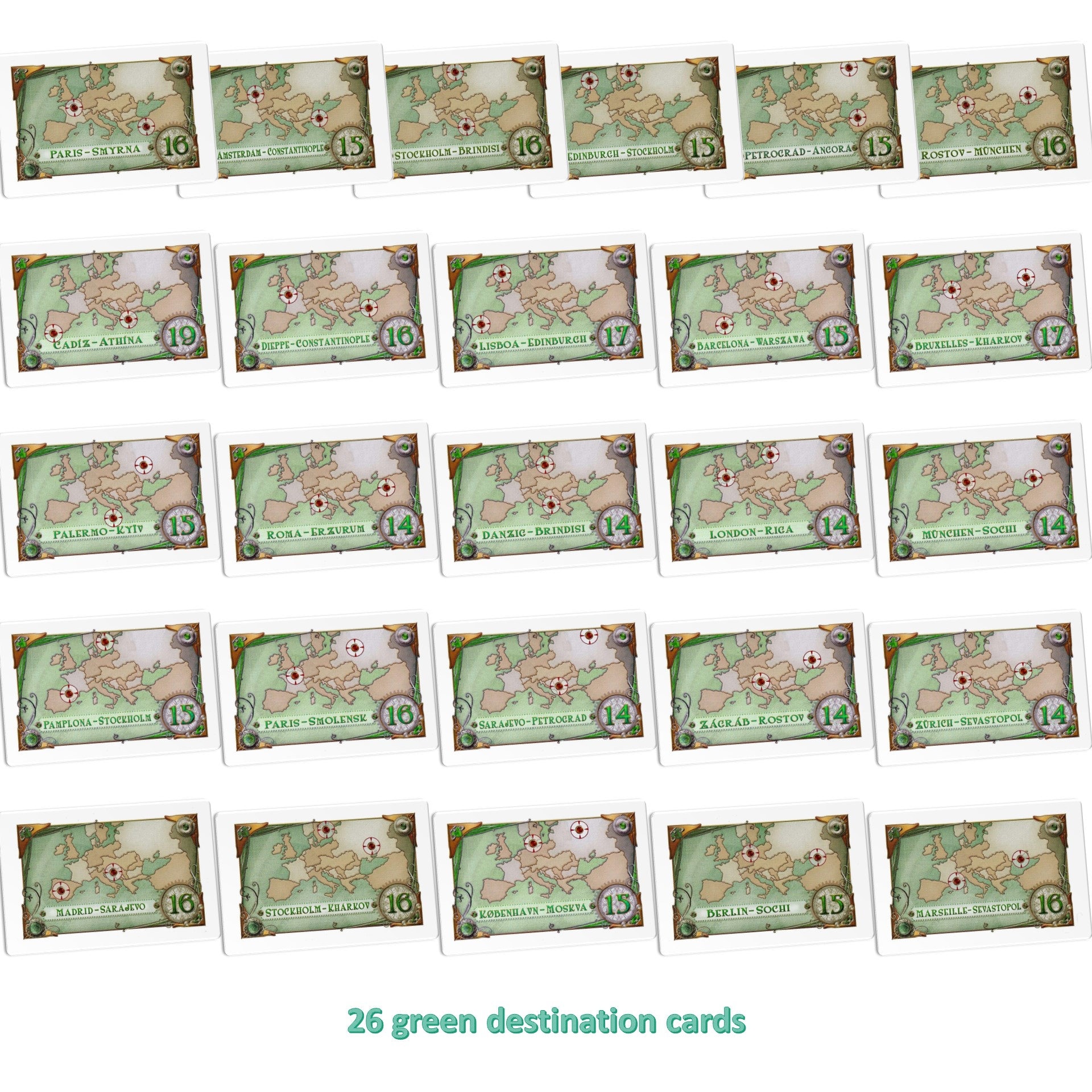 Ticket to Ride Europe 32 new destination tickets Fan made