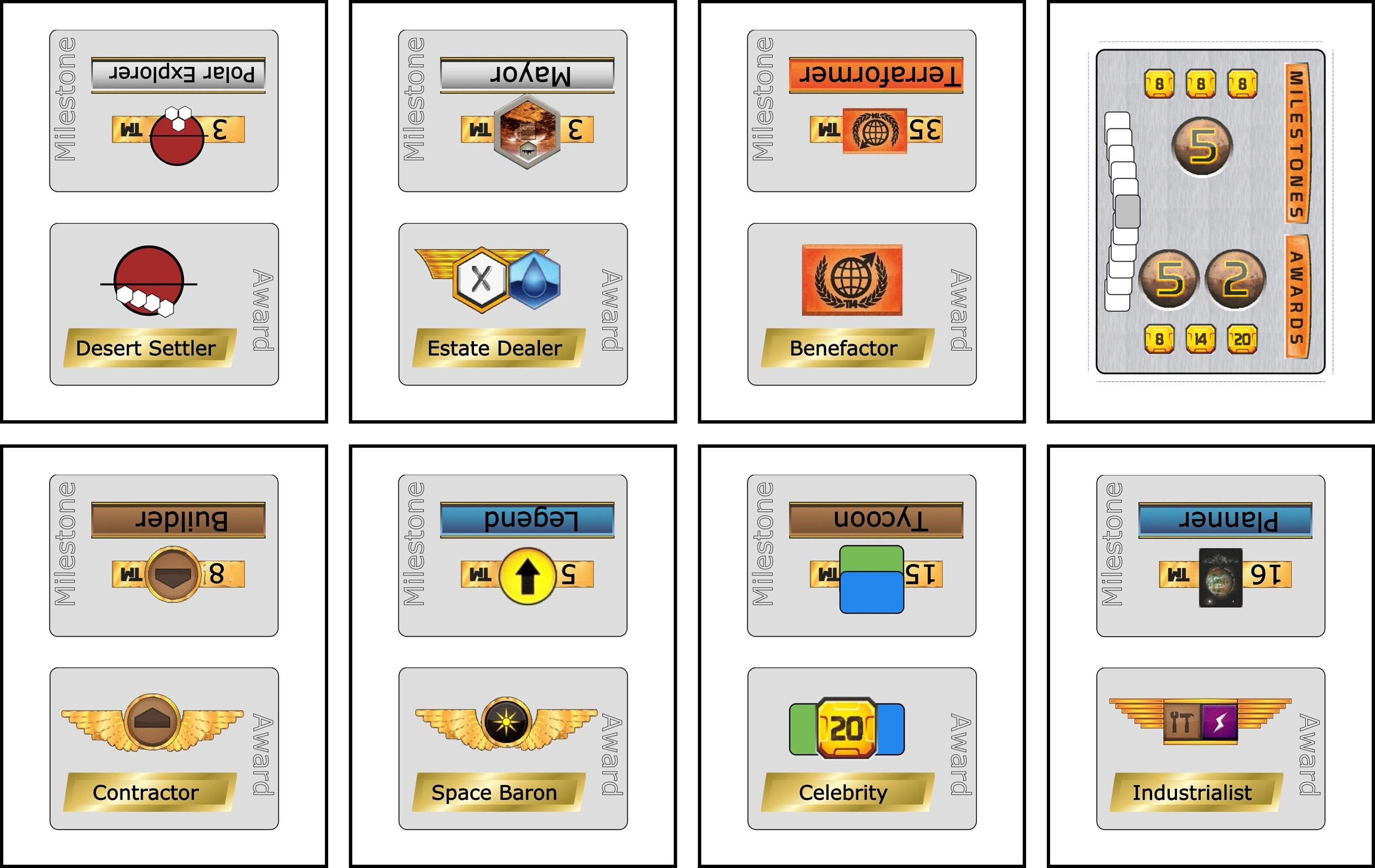 Terraforming Mars Milestone/award Cards and Reference Cards Etsy UK