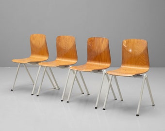 Set of Four Mid-Century Stacking Chairs