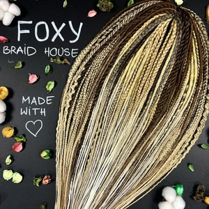 Full set of synthetic handmade dreads and braids , DE double ended mixed extensions, Blond, White, Natural look, boho style dreads