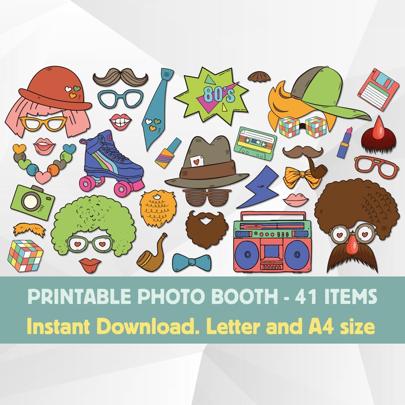 I Love The 80s Photo Booth Props 80s Party Props Printable Etsy