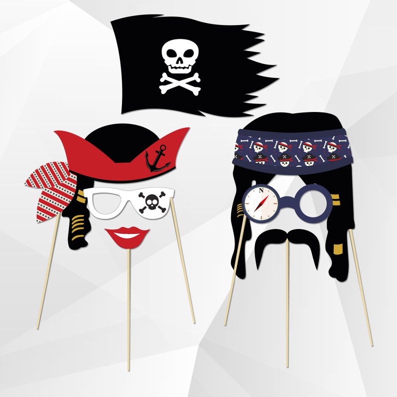 Pirate Photo Booth Props Printable Pirate Hat Printable Etsy