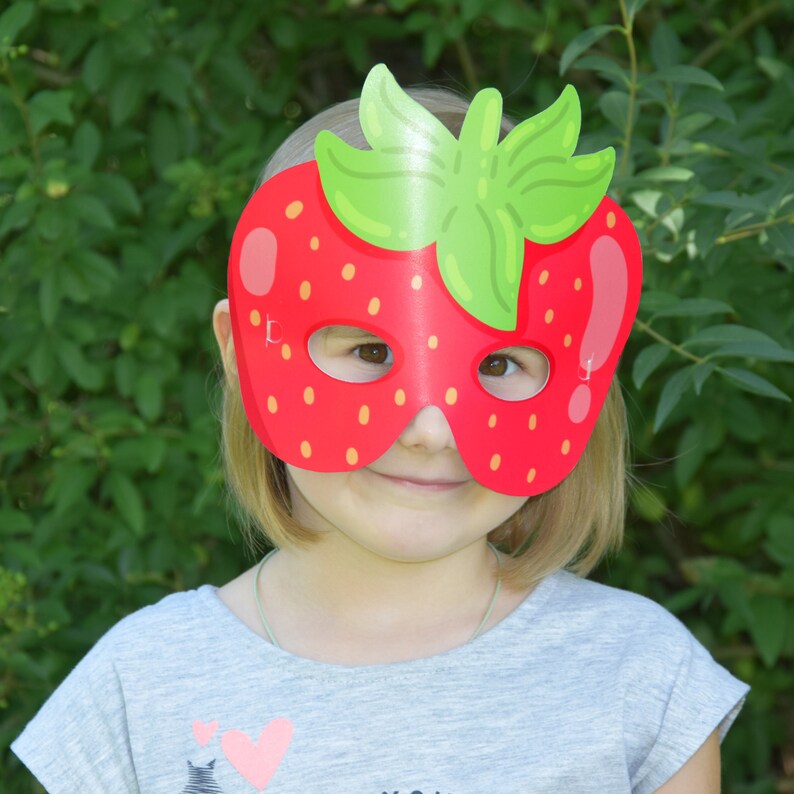 Strawberry Mask Printable Fruit Paper Mask Fruit Birthday Etsy