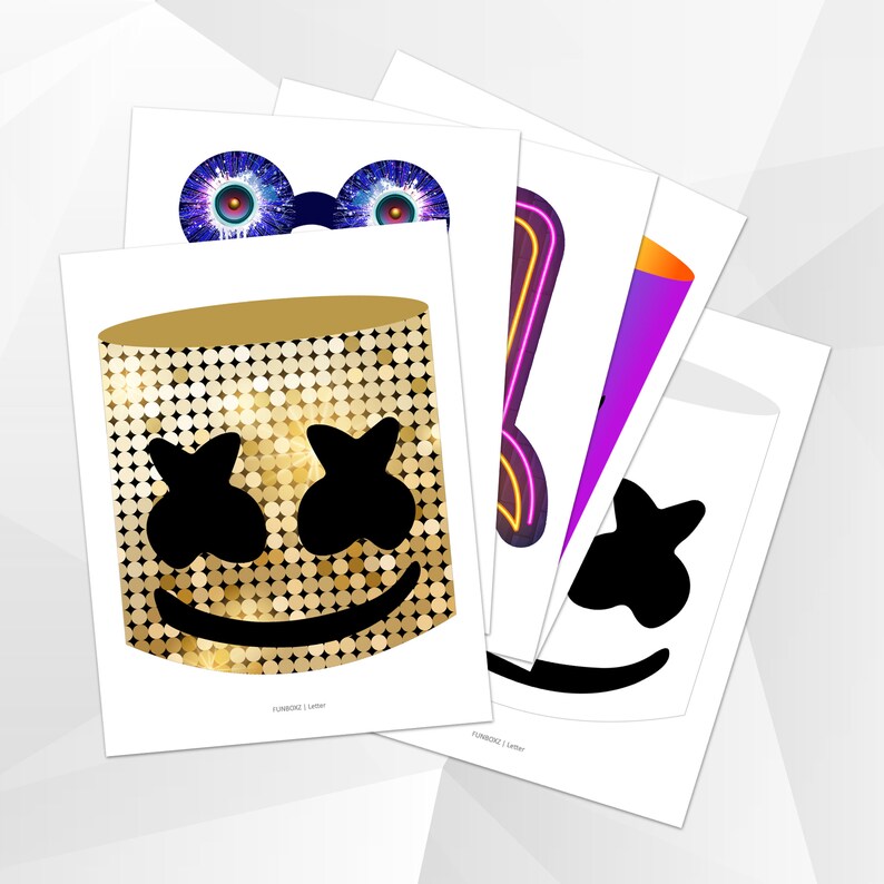 DJ Marshmello Printable Photo Booth Night DJ Party Props. | Etsy