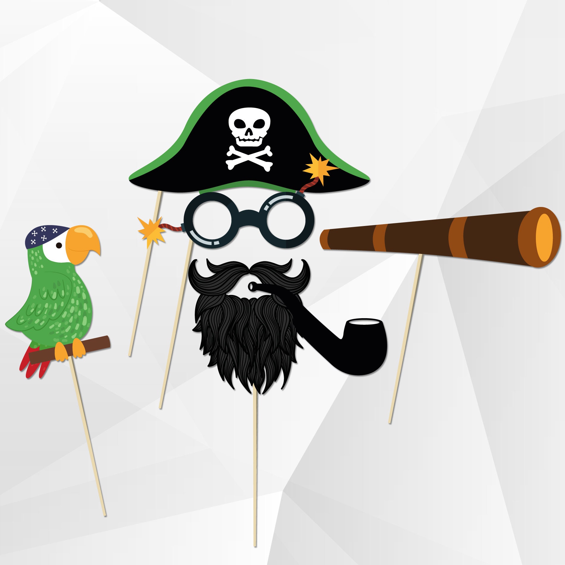 Pirate Photo Booth Props Printable Pirate Hat Printable Etsy