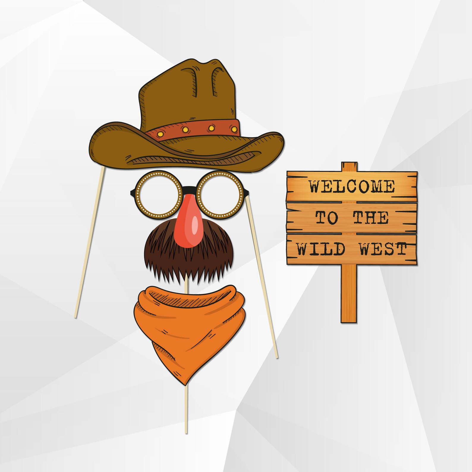 Cowboy Photo Booth Props Printable Wild West Themed Photo | Etsy
