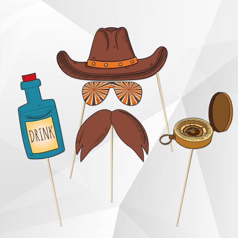 Cowboy Photo Booth Props Printable Wild West Themed Photo | Etsy