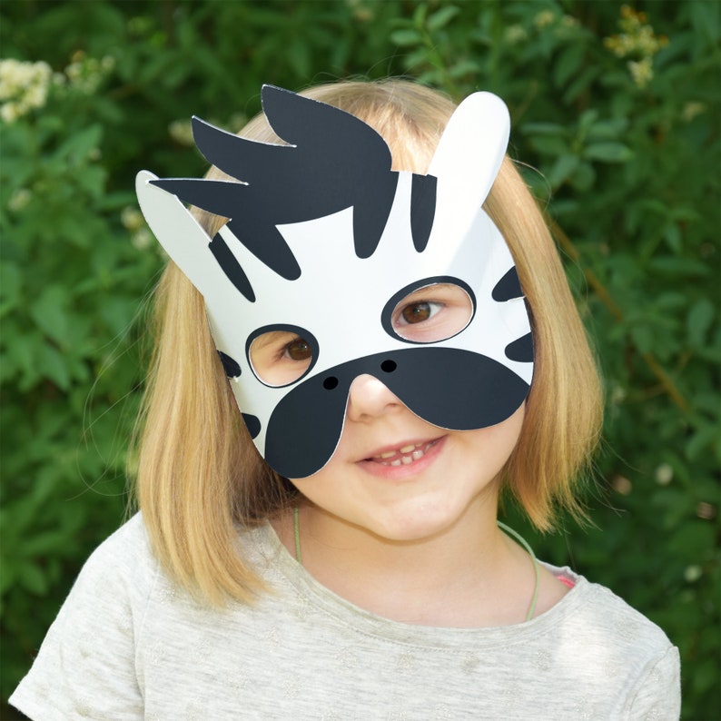 zebra printable mask universal size zoo animal mask paper etsy