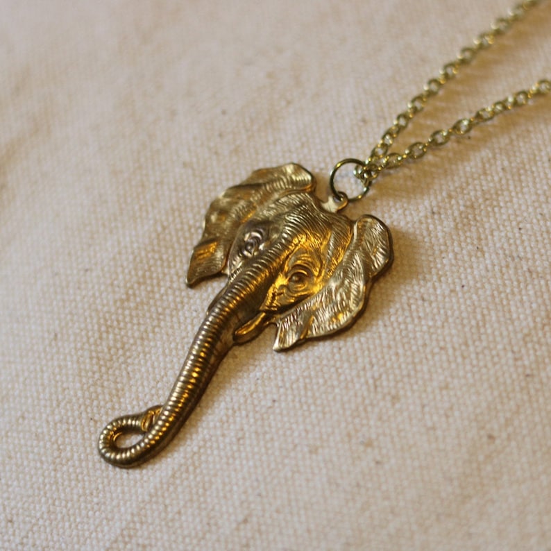 Vintage Gold Elephant Pendent Necklace Etsy