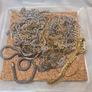 Bulk chain, OVER 1/2 lb salvaged chain, crafting, jewelry making, chain pieces, 10+ oz salvaged chain, destash, junk jewelry chain, supply