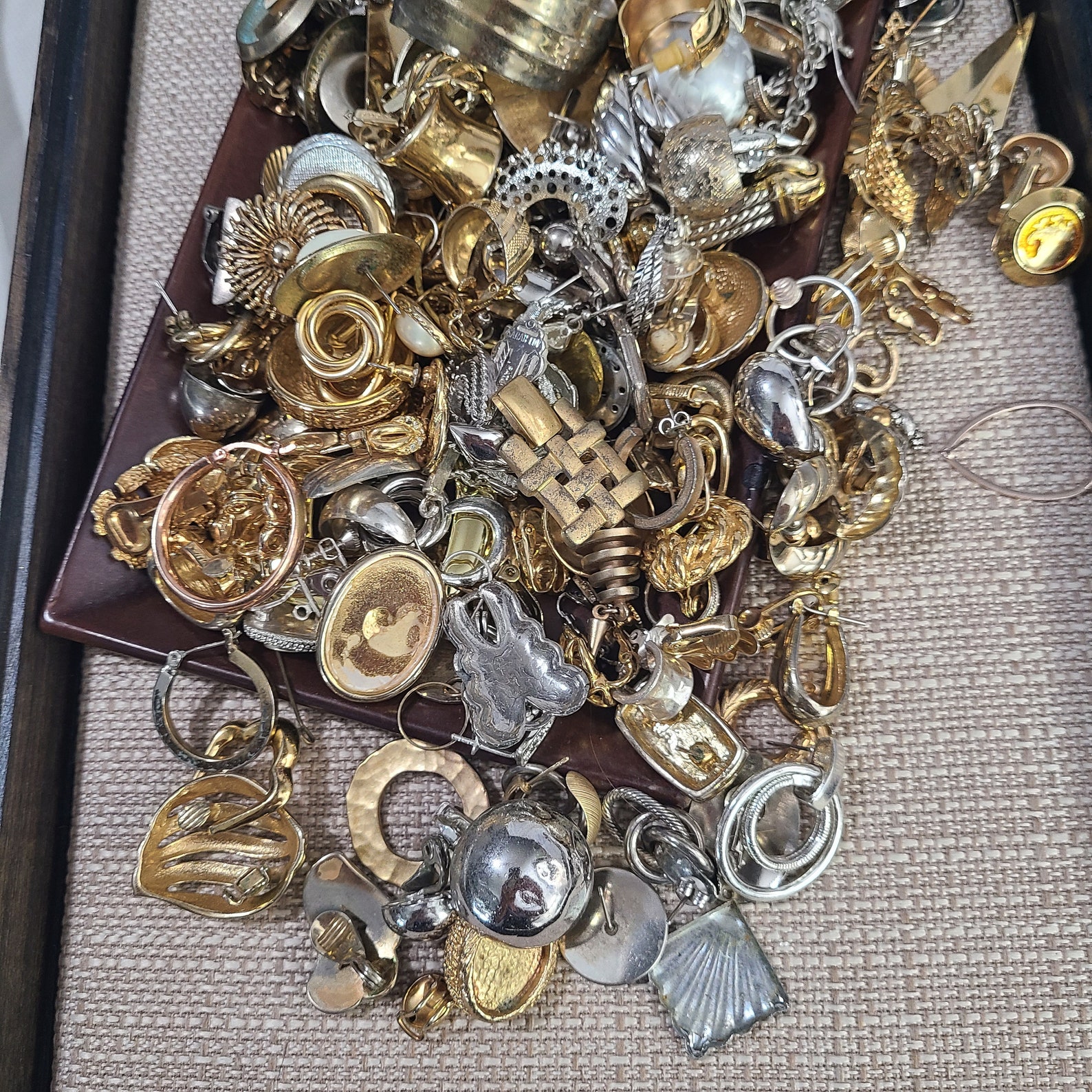 Metal Junk jewelry bulk mix earrings lot Vintage to now craft Etsy