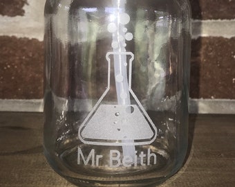 Etched Beaker Soap Dispenser, Personalized Science Teacher Gift