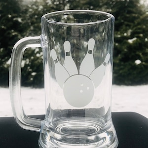 Bowling, Bowler, Personalized Bowling Glass, Gift For Bowler, Etched Bowling Glass, Bowling League, Bowling Gift, Father’s Day Gift
