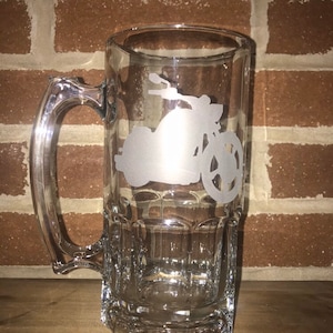 Personalized Motorcycle Stein, Custom Biker Whiskey Glass, Pint Glass for Biker