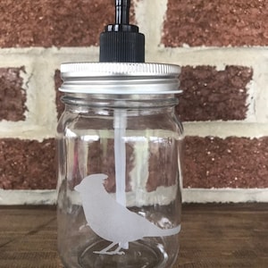 Cardinal, Mason Jar Soap Pumper, Pump Soap Dispenser, In Memory, Cardinal Soap Dispenser, Cardinal Lotion Dispenser, Soap Dispenser Pump