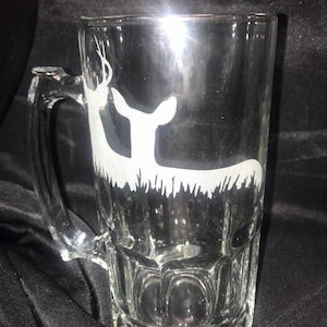 Gift for Dad, Hunting, Gift for Hunter, Custom Deer Stein, Etched Deer Shot Glass, Gift for Hunter, Custom Beer Mug,