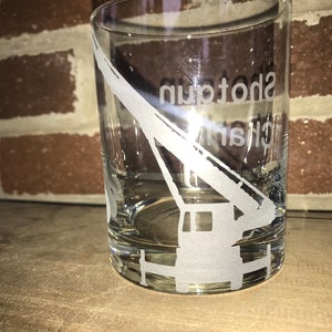 Personaized Crane Glass, Gift for Crane Operator, Etched Crane Barware, Personalized Gift for Construction Worker, Whisky Glass, Shot Glass