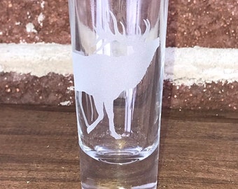 Vaso de chupito de alce grabado, regalo para amantes de la naturaleza, opción personalizada