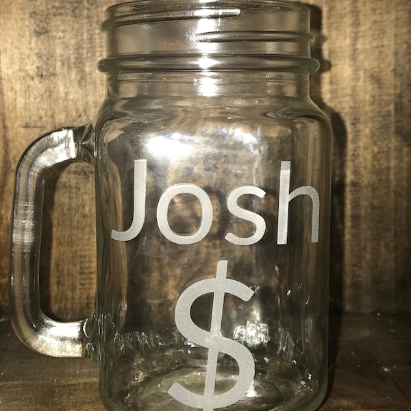 Money Jar, Customized Money Glass, Money Mug, Gift for Him, Gift for Bride and Groom, Beer Money