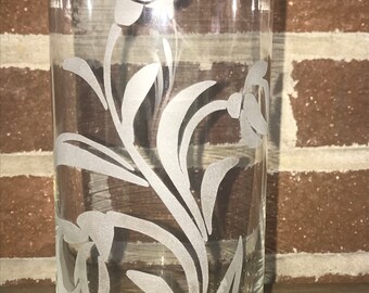 Flower Vase, Custom Vase, Etched Floral Vase, Gift For Her, Vase with Flower, Customized Decorative Vase
