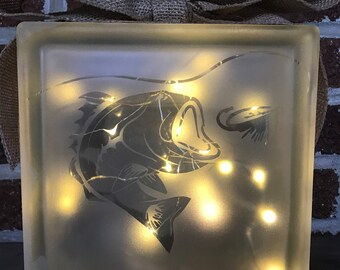 Luz noturna de peixe, luz de peixe personalizada, luz rústica personalizada, luz para quarto de meninos, peixe