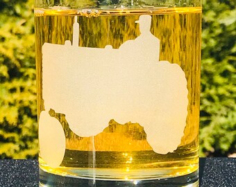Personalized Tractor Glass, Customize Tractor Glass, Kitchen Glass with Tractor, Whisky Glass, Glass Stein, Farmhouse Glass