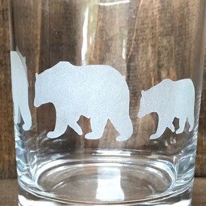 Custom Etched Bear Drinkware, Personalized Rustic Barware, Bear Pint Glass, Bear Beer Glass, Gift for Hunter, Gift for Him, Bear Wine Glass
