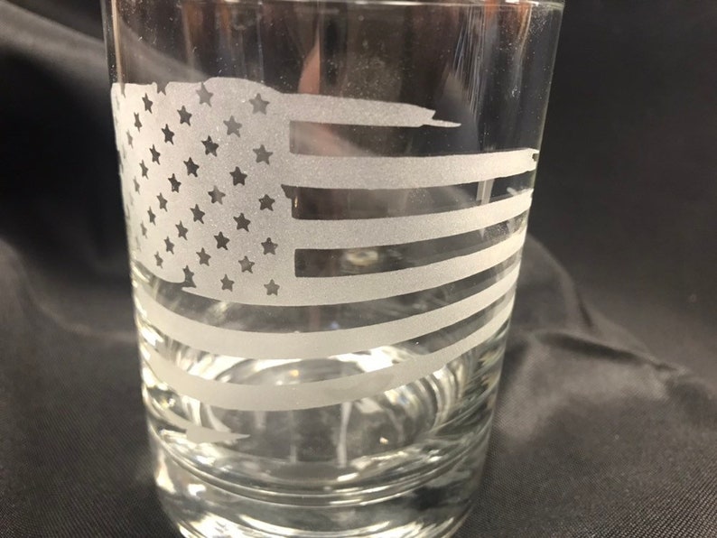 Etched American Flag Glass Custom Etched American Flag Glass Etsy