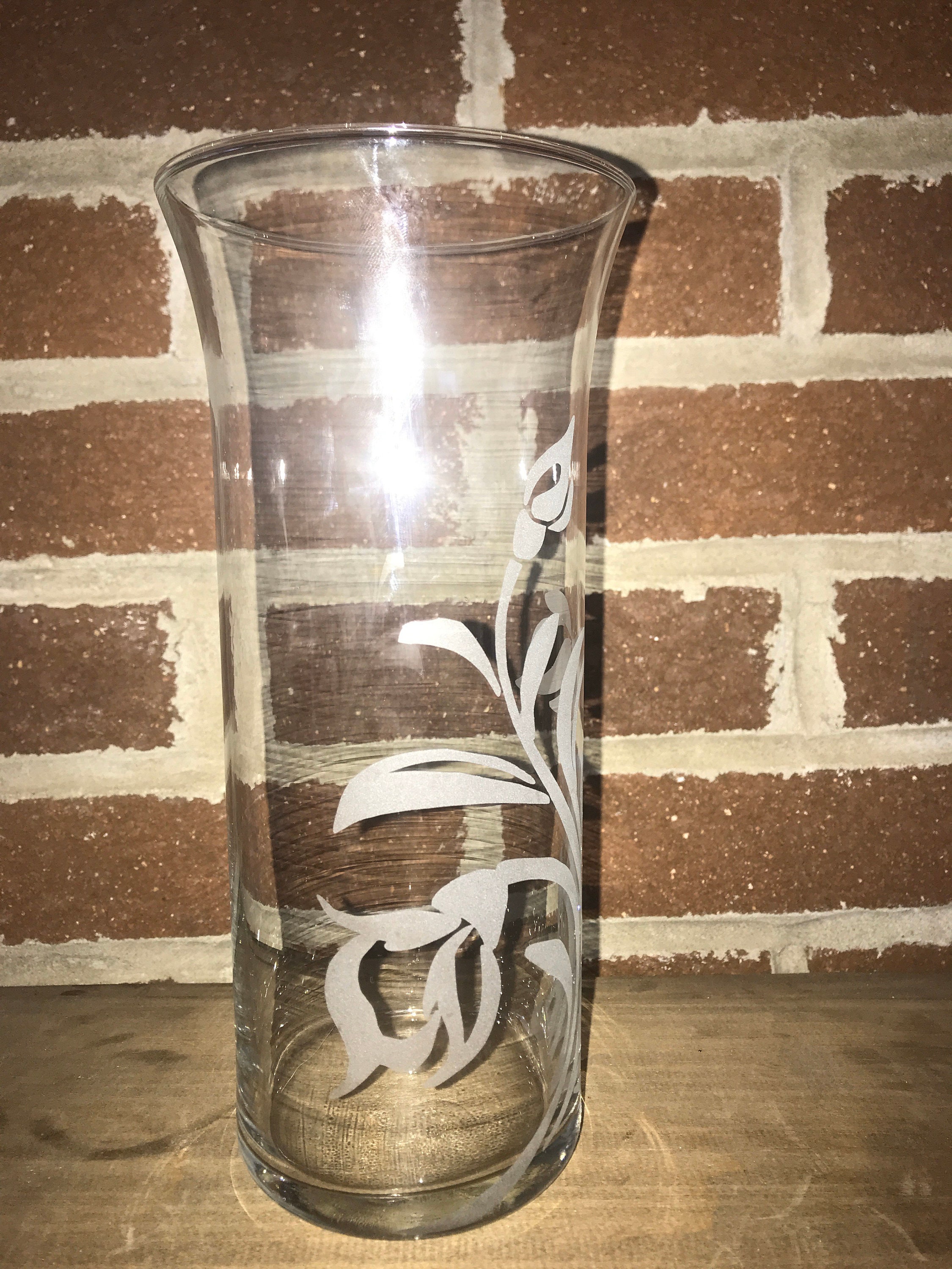 Customised Container Vase Flower Vase, Custom Vase, Etched Floral Vase, Gift for Her, Vase With ...