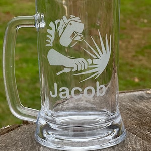 Gift for Welder, Personalized Welder's Glass, Etched Welder Stein, Shot Glass For Welder, Welding, Personalized Gift for Welder, Dad Gift