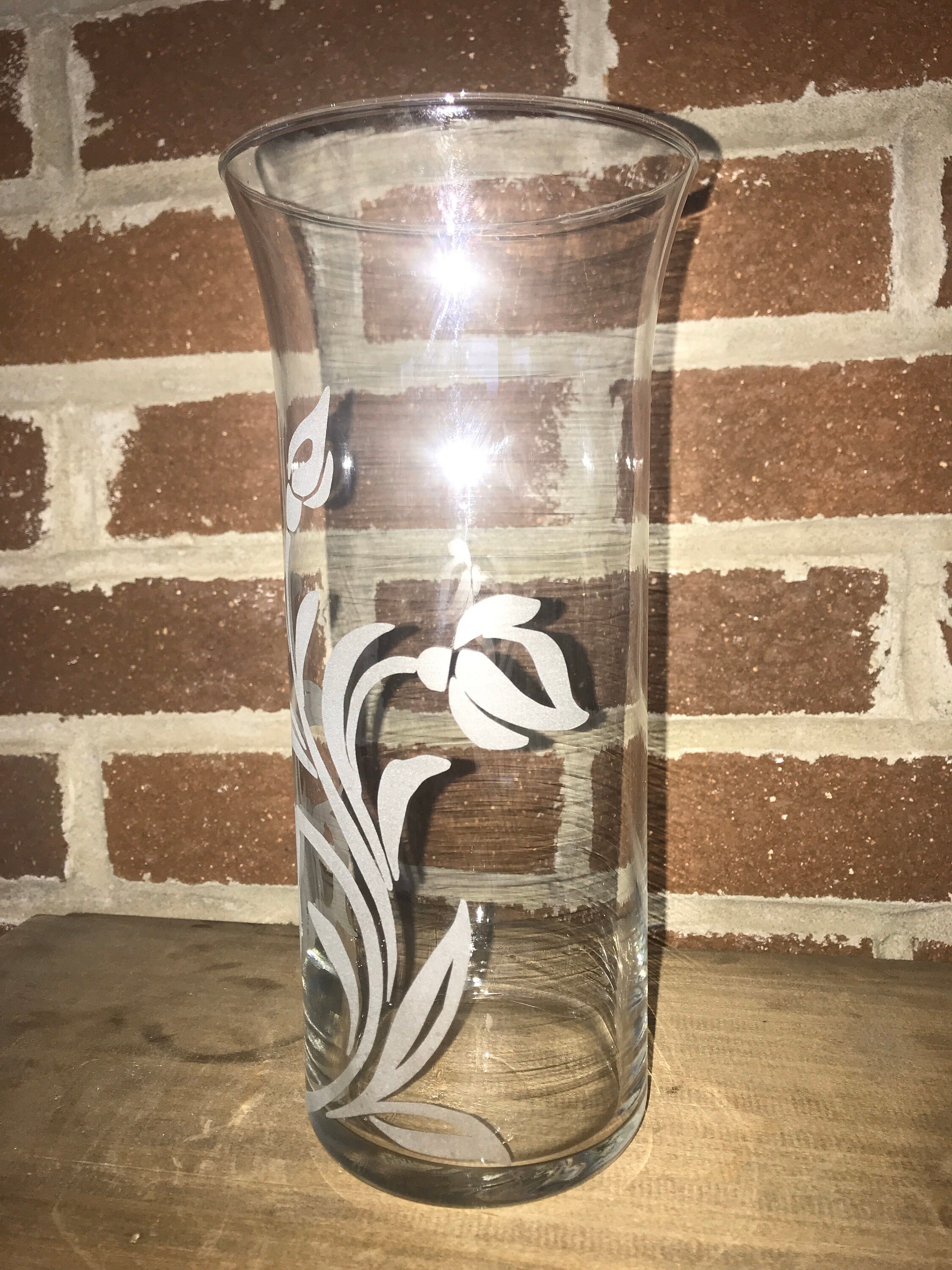Customised Container Vase Flower Vase, Custom Vase, Etched Floral Vase, Gift for Her, Vase With ...