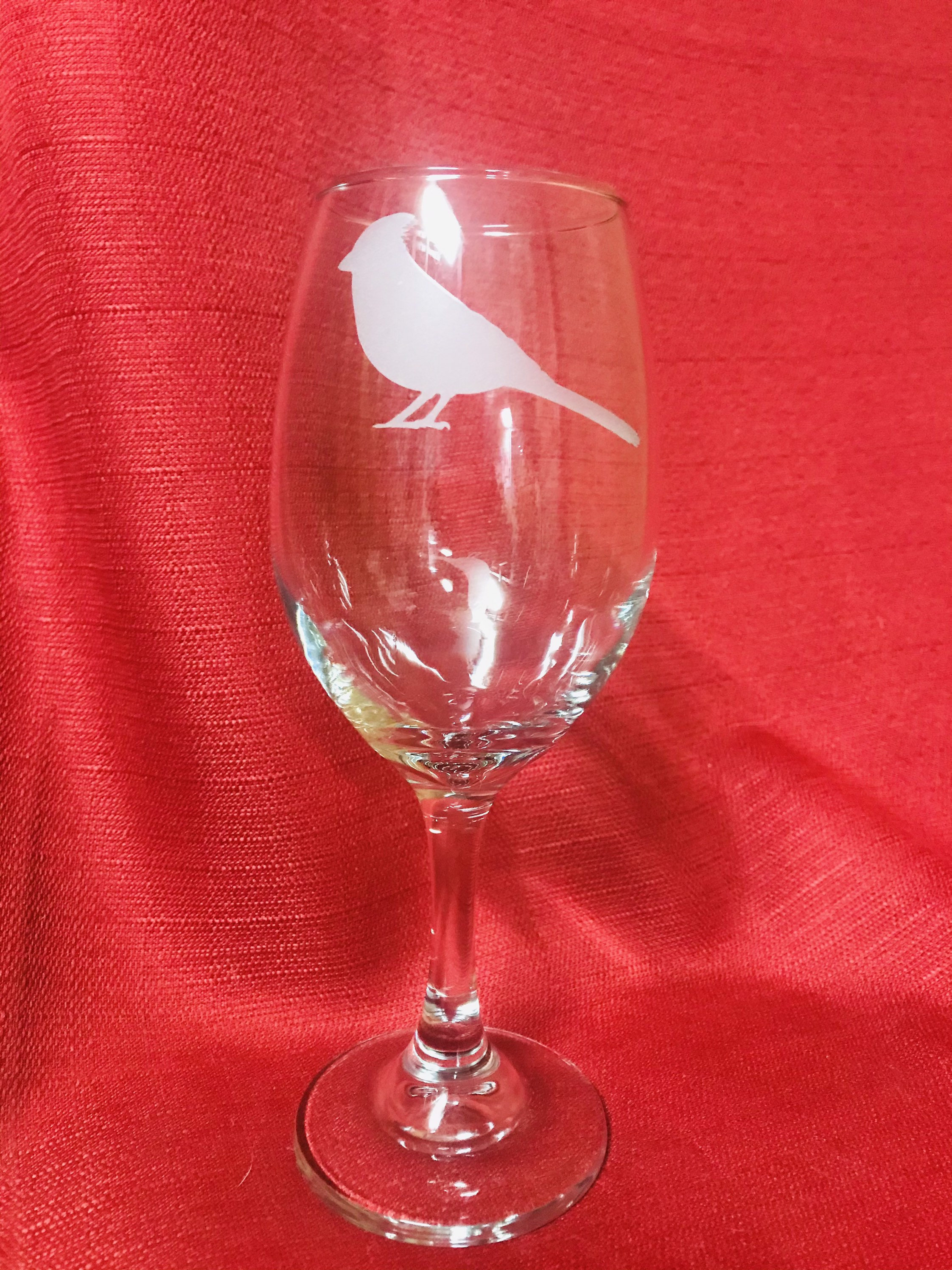 Cardinal Stemless Etched Wine Glass, Personalized Bird Lovers Gift ...