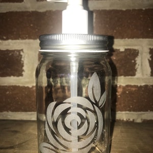 Rose, Gift for Her, Mason Jar Soap Dispenser, Rose Pump, Gift for Mom, Lotion Dispenser, Reusable Dispenser