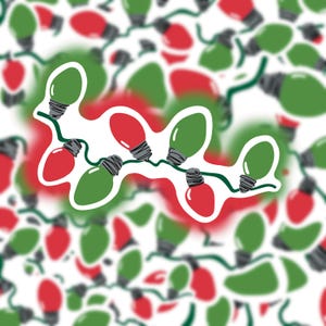 Christmas Lights Sticker - Holiday Weatherproof Vinyl Sticker - Die cut Stickers for Laptops and Waterbottles