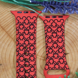 Cinturino per Apple Watch con testa di Topolino inciso, cinturino per orologio personalizzato, cinturino per Apple Watch, cinturino per Apple Watch da donna, cinturino per orologio