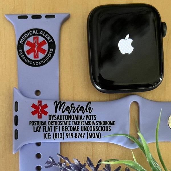 Medical Alert Engraved Apple Watch Band, Personalized Watch Band, Apple Watch Band, Apple Watch Band for Women, Watch Band