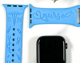 Nurse Engraved Apple Watch Band: Personalized Silicone Watchband