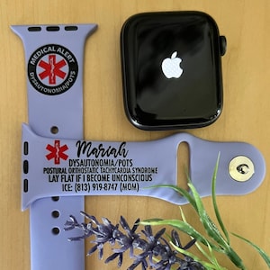 Medical Alert Laser Engraved Apple Watch Band, Personalized Watch Band, Apple Watch Band, Apple Watch Band for Women, Watch Band