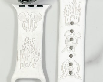 Disney Parks Engraved Apple Watch Band, Personalized Laser Silicone Band