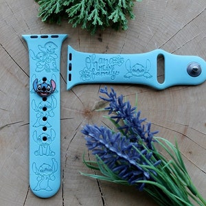 Stitch Engraved Apple Watch Band, Aloha Apple Watch Band, Lilo and Stitch Apple Watch Band, Apple Watch Band for Women, Watch Band