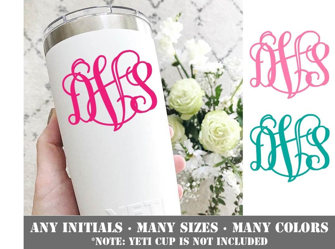 Monogram Decal Monogram Sticker Monogram Decal for Yeti Tumbler ...