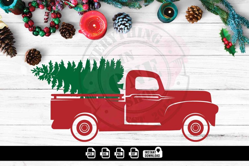 Christmas Truck Svg Red Truck Svg Vintage Truck Svg Etsy