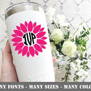 Sunflower Monogram Vinyl Decal, Sunflower Custom Sticker, Decal for Yeti, Sticker for Cars, Vinyl Sticker for Laptops, Binders and more