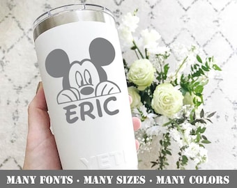 Mickey Mouse Decal - Name Decal - Vinyl Mickey Decal For Yeti Cup - Yeti Monogram - Name for Yeti Cup - Mickey Sticker